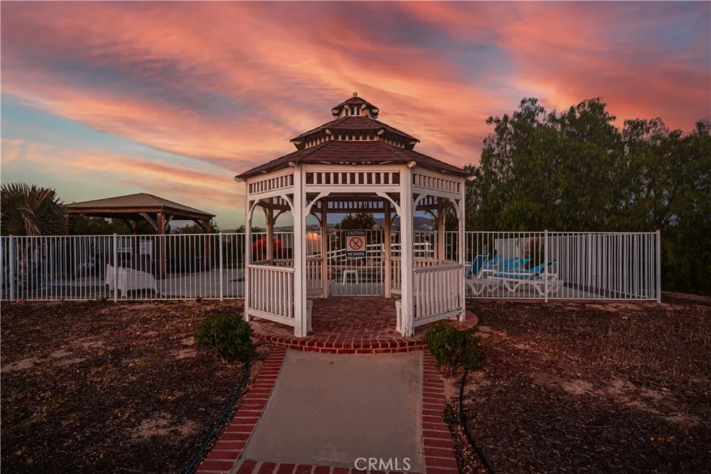 Gazebo that leads to the pool and golf area