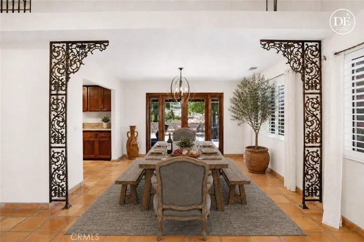 Virtually staged to show a modern vintage dining room