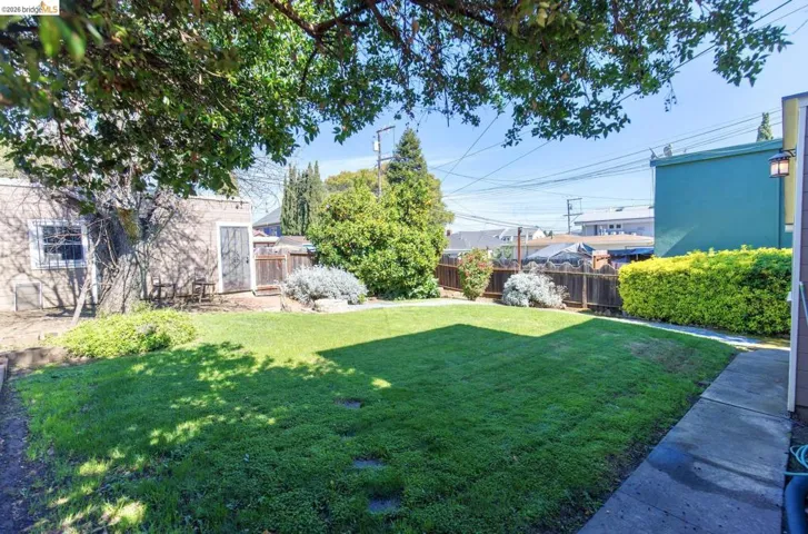 View of fenced backyard