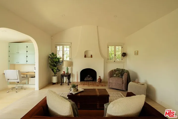 Gas fireplace adds cozy vibes