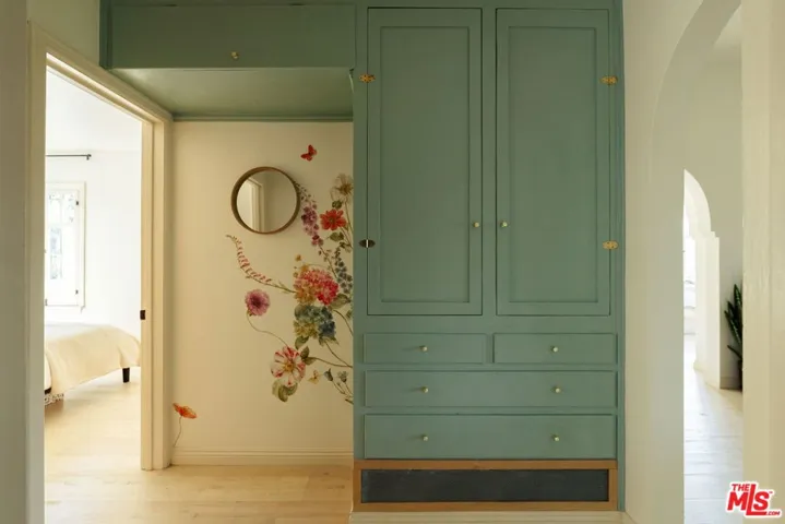 hallway storage near bathrooms