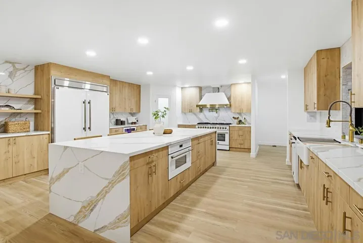 Fully remodeled kitchen with high-end finishes and oversized island