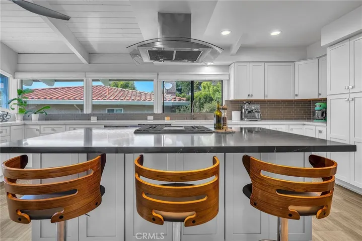 Open island kitchen with fabulous views