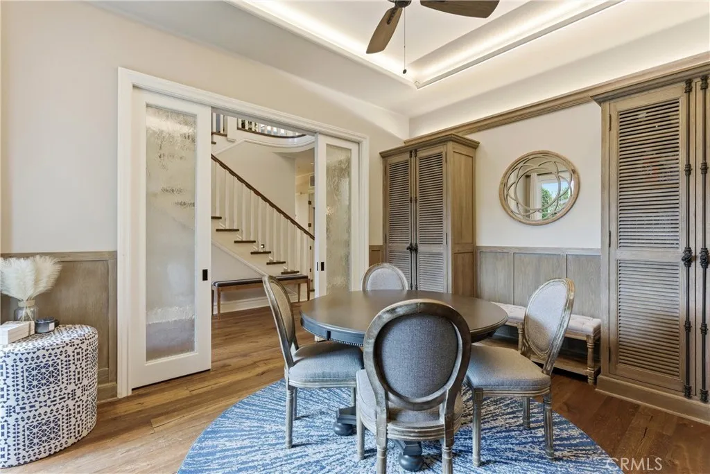 Formal dining room with cceling fan and entertaining space