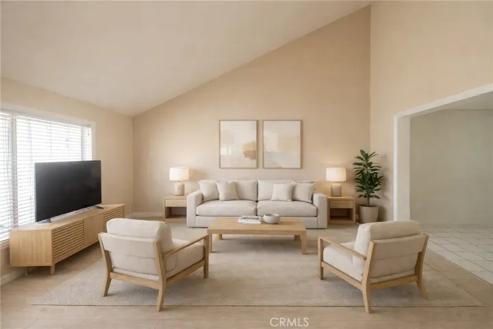 Living room virtually staged
