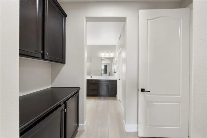 Linen cabinet in the main floor primary bedroom
