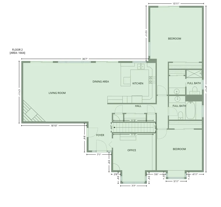 Upstairs layout - not showing garage.