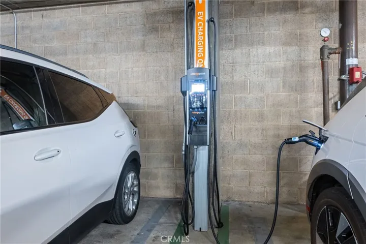 Electric car charging stations.