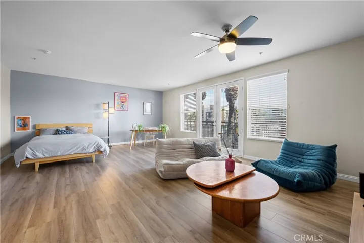 Another view with light blue accent wall.