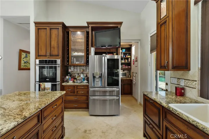 Kitchen with walk in pantry.