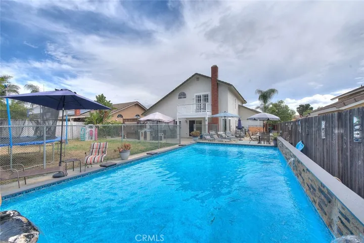 Pool facing rear of home