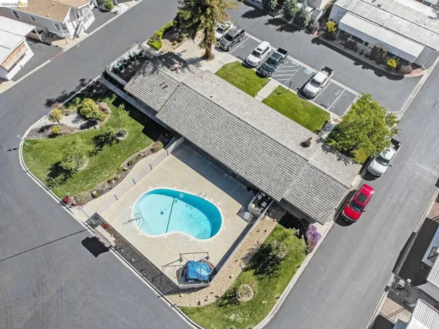 Aerial view of a pool area