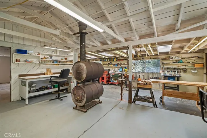 Multi use workshop with wood burning stove