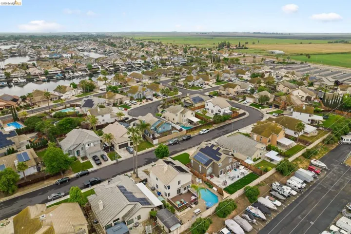 Aerial perspective of suburban area