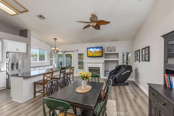 Open floor plan with family room open to recently renovated kitchen.