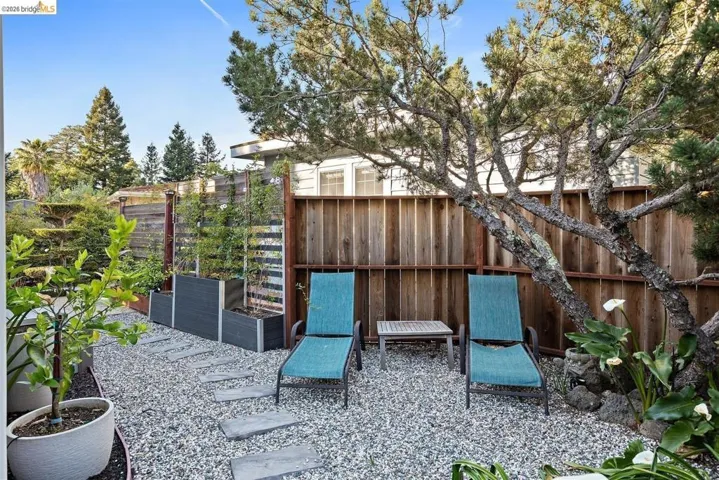 fenced backyard with a vegetable garden