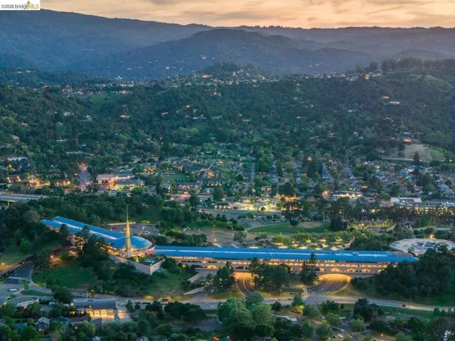 aerial view at dusk of a mountain view