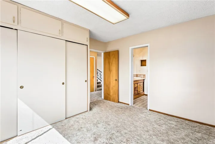 The bedroom has its own bathroom.