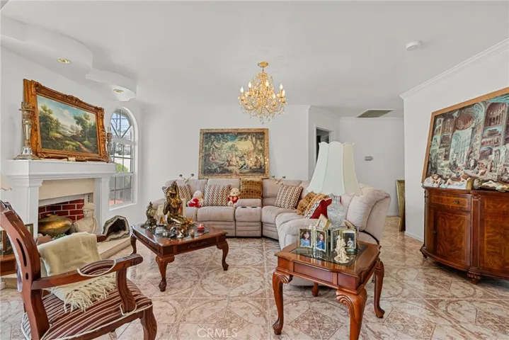 Living room with fireplace