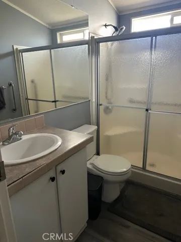 Walk in shower.