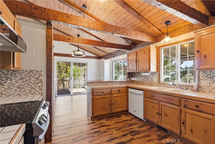 Kitchen opens out to dining area