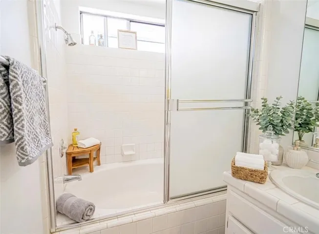 Primary Bathroom Virtually staged.