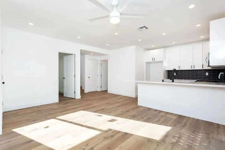 Kitchen opens into the living room
