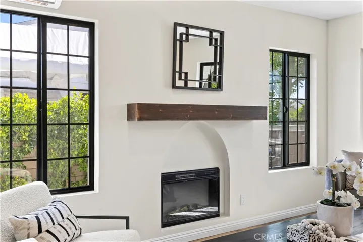 Arched fireplace in family room