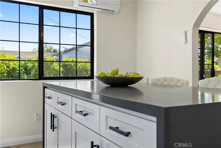 Kitchen island with outdoor view
