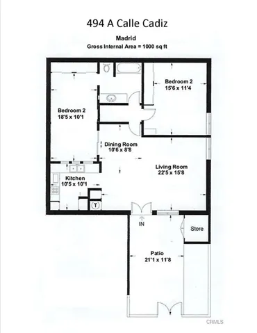 Floor Plan Madrid Model with enclosed atrium.