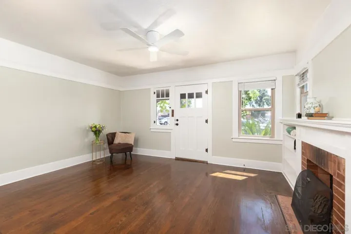 8318 Living Room, original fireplace