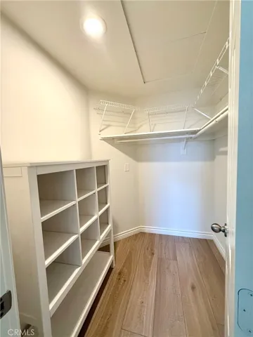 Walk in closet with shelving