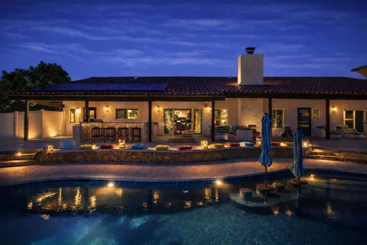 Twilight vibes in a cozy backyard
