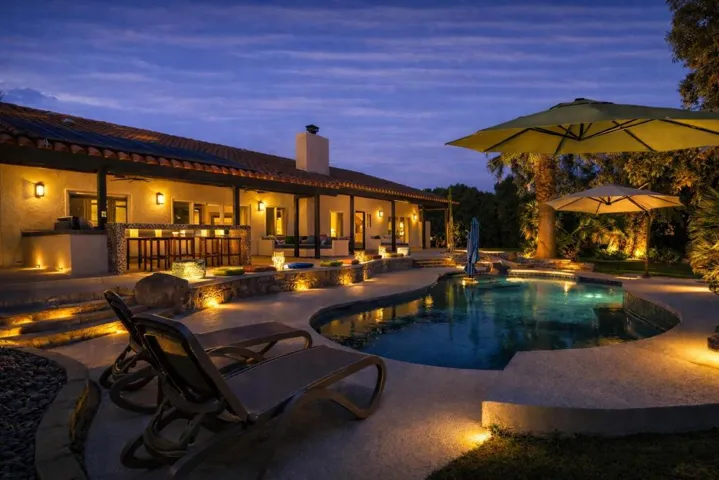 Twilight poolside retreat with Mediterra