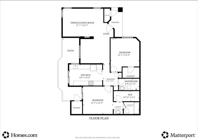 Single level living / patio From living room to primary suite.