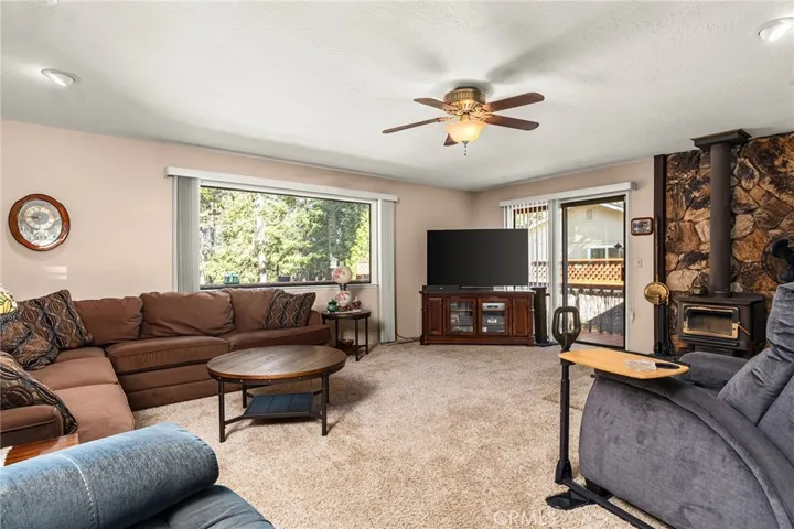Living room with 8ft window forrest view