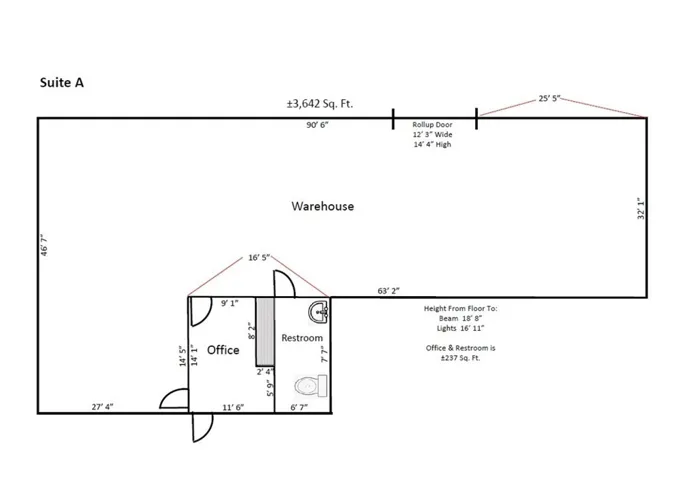 Unit "A" Layout with dimensions.
