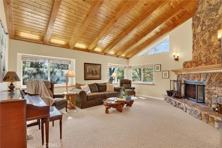 A second fireplace in the living room.