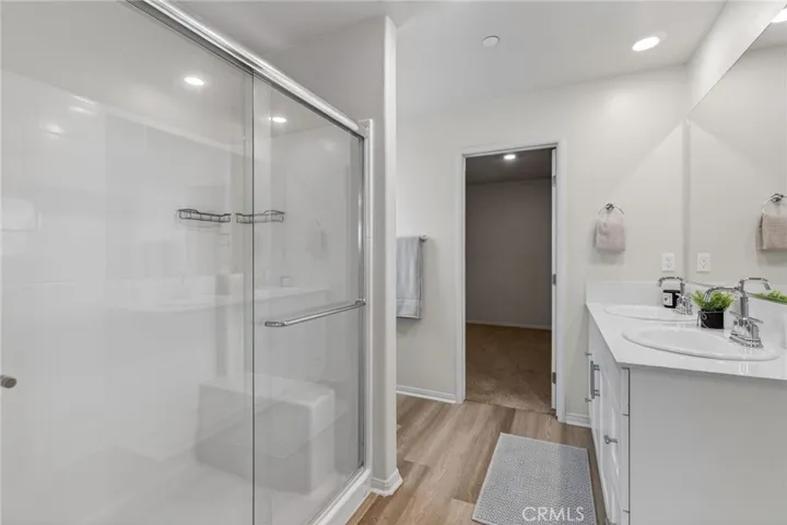 Walk in shower -looking into the walk in closet