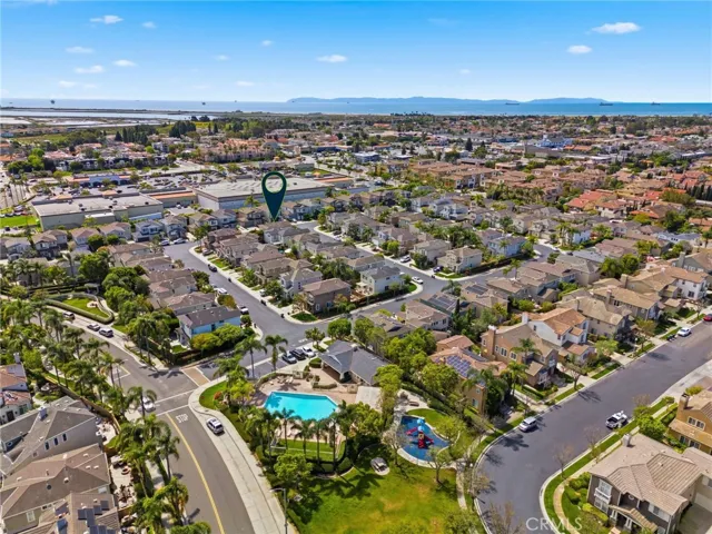 View from above illustrating the home’s placement on a corner lot.