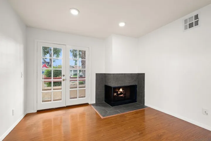living room with fireplace