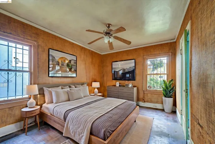 Bedroom with a ceiling fan