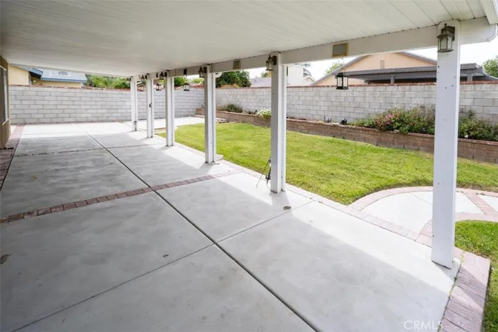 Full patio cover in backyard