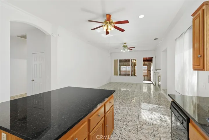 View toward family room from the kitchen.
