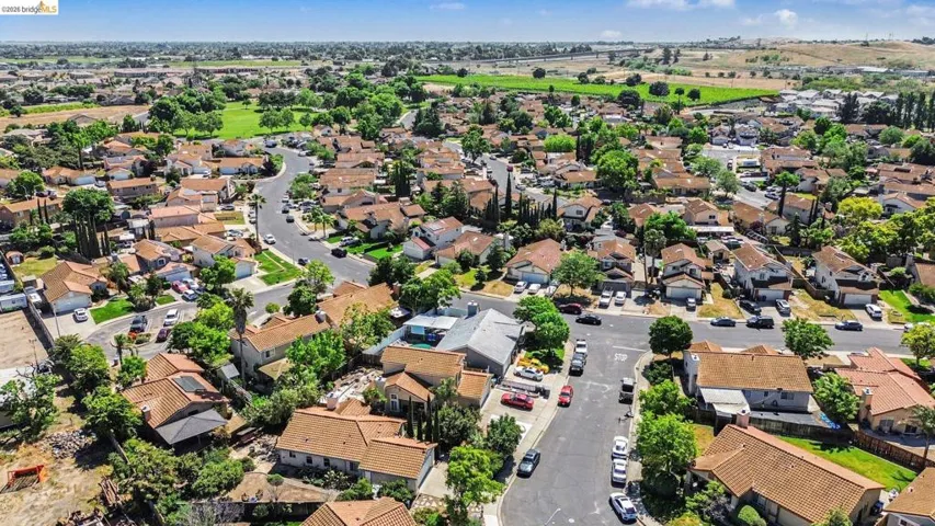 Aerial perspective of suburban area