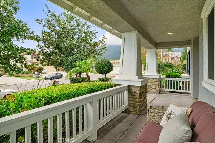 covered porch with Cucamonga Peak backdrop