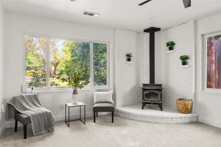 Wood burning fireplace