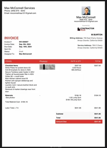 Completed Inspection Items