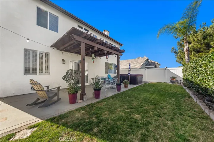 Private Backyard With Grass Area And Covered Patio