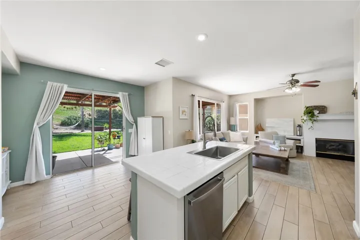 kitchen and family room